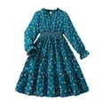 thumbnail image 1 of Mercatoo Child Girls Kids Long Sleeve Thin 𝐅loral Casual Dress Kids Holiday P𝐚rty High Waist Swing 𝐅lowy Midi Dresses, 1 of 9