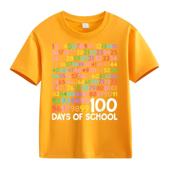 Mercatoo Children Kid 100 Days Of School Opening 100 Days Anniversary T Shirt Print Tees Cotton Short Sleeve Tops Fashion Clothes