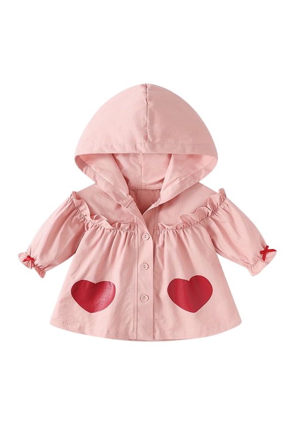 Children Kids Toddler Iš§fant Baby Girls Long Sleeve Ruffled Print Rain Jacket Coat Outer Outwear Girls Lined Raincoat