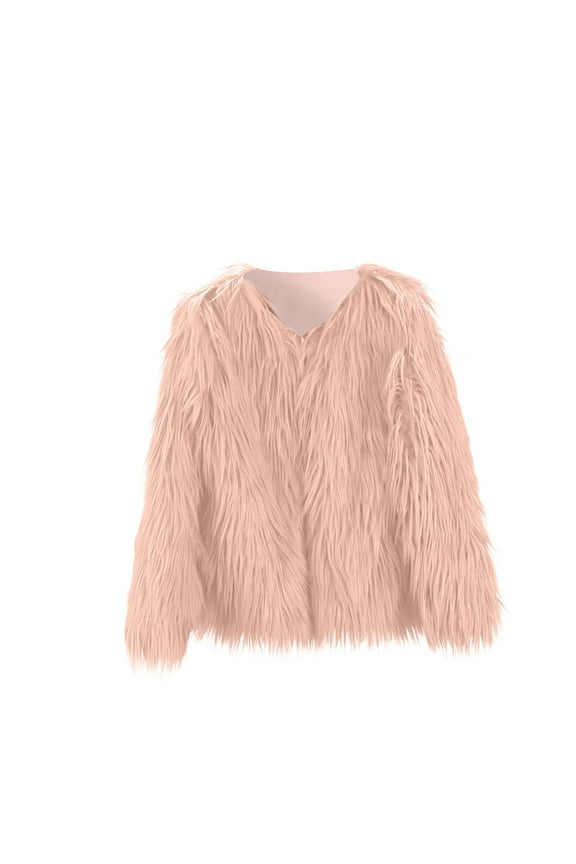 Girls Faux-F๐r Jacket Coat Fl๐ffy Thick Fleece Jacket โโFuzzy Warm Outerwear Elegant Furry Coat Open Front Cardigan