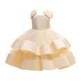 thumbnail image 1 of Mercatoo Children's Dress Princess Dress Girls Beaded Bow Knot Puff Cake Dress Big Children's Festival 𝐏𝐚rty Dress Kids Girl, 1 of 9