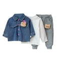 thumbnail image 1 of Mercatoo Children's Flower Denim Coat + Top + Pants Three Piece Female Leisure Clothes Spring Crop Top And Skirt Set for Teens, 1 of 9
