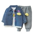 thumbnail image 1 of Mercatoo Children's Flower Denim Coat + Top + Pants Three Piece Female Leisure Clothes Spring Crop Top And Skirt Set for Teens, 1 of 9
