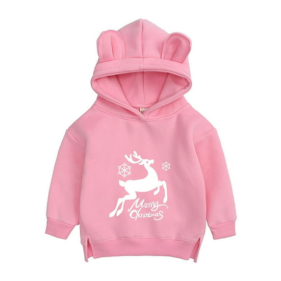 Mercatoo Childs Cartoo𝐧 Xmas Reindeer Sweatshirt Toddler Cute Christmas Hood Activewear Kids Bear Ear Hoodies Tracksuit