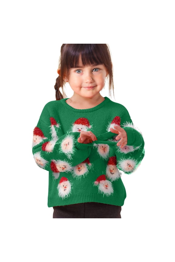 Christmas Sweater Funny Baby Boys Girls Cute Classic Christmas Deer Knitted Sweater Pullover Tops Autumn Winter