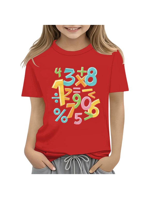 Colorful Number Day Math Kids T Shirt Number Day School Math Day Top Number Day T Shirts Math Toddler Girls Tops
