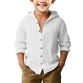 thumbnail image 1 of Mercatoo Cotton Linen Shirt for Boys Summer Casual Hawaiia1 Beach Hoodie Kids Long Sleeve Button Down Shirts Lightweight Tops, 1 of 4