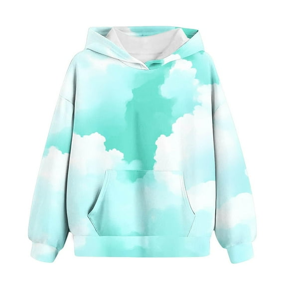 Mercatoo Cute Hoodies for Girls Tie Dye Oversized Pullover Gradient Sweatshirts Long Sleeve Trendy Shirts Teen 𝐏reppy Clothes