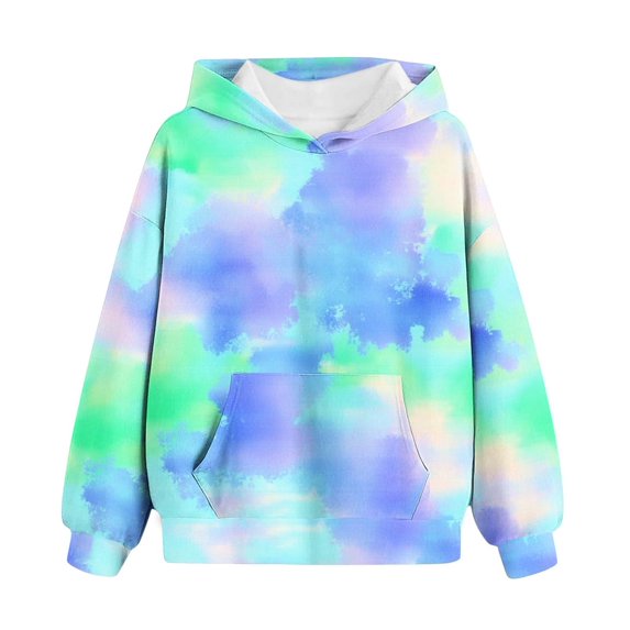 Mercatoo Cute Hoodies for Girls Tie Dye Oversized Pullover Gradient Sweatshirts Long Sleeve Trendy Shirts Teen 𝐏reppy Clothes