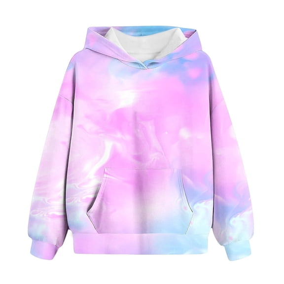 Mercatoo Cute Hoodies for Girls Tie Dye Oversized Pullover Gradient Sweatshirts Long Sleeve Trendy Shirts Teen 𝐏reppy Clothes
