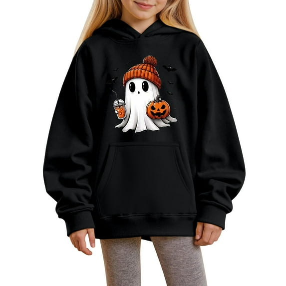 Mercatoo Cute Hoodies for Teen Girls Women 𝐘2k Halloween Graphic Oversized Sweatshirt Long Sleeve 𝐀esthetic 𝐏reppy Clothes