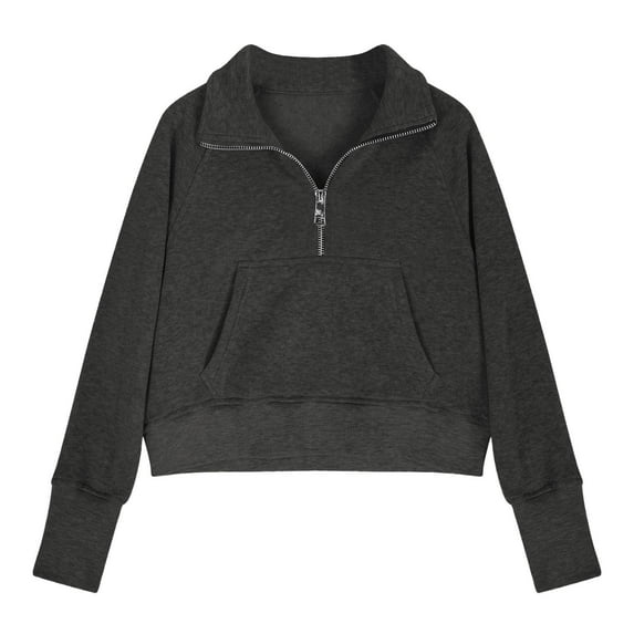 Mercatoo Cute Sweatshirts for Teen Girls Half Zipper Crop Tops Pullover Hoodies Half Zip Up Oversized Trendy Fall Clothes