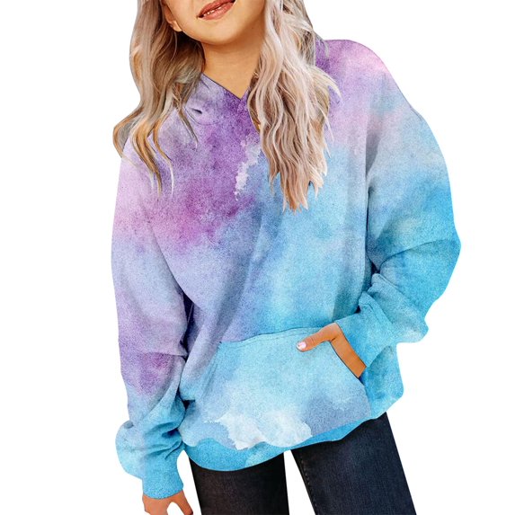 Mercatoo Cute Tie Dye Cotton Hoodies for Teen Girls Fleece Warm Pullover Hoodie Long Sleeve Trendy Gradient Color Sweatshirts