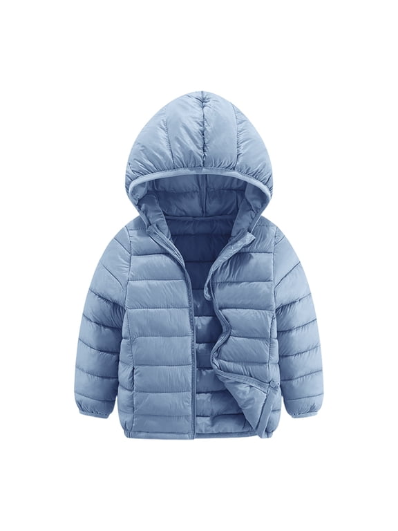 Down Jacket for Boys Girls Lightweight Packable Hooded Puffer Jacket Kids Hiking Outdoor Windproof Outerwear Winter Coat