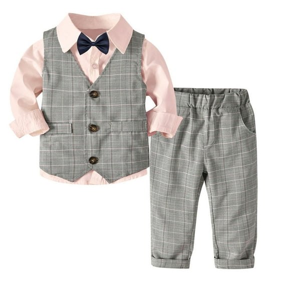Mercatoo Fashion Kids Boys Bodysuits 4PCs Gentleman T Shirt Baby Bowtie Cloth Toddler Wedding Pants Boy Suit Vest Sets