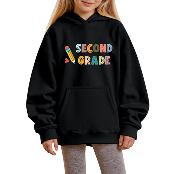 Mercatoo Fifth Grade Boys Hoodie Sweatshirts Graphic Cute Oversize Hooded Pullover Shirts Girls 𝐁ack to School Clothes