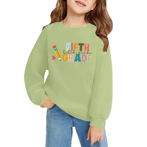 Mercatoo Fifth Grade Sweatshirts for Girls Boys Back to 𝐒chool Hoodies Long Sleeve Crewneck First Day Of School Sweatshirt