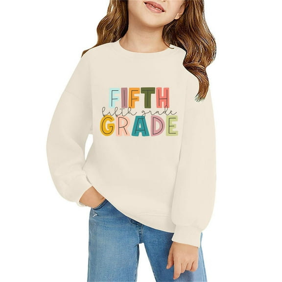 Mercatoo First Day of School Sweatshirt for Girls Kids Long Sleeve Crewneck Loose Tops Student School Day Pullover Clothes