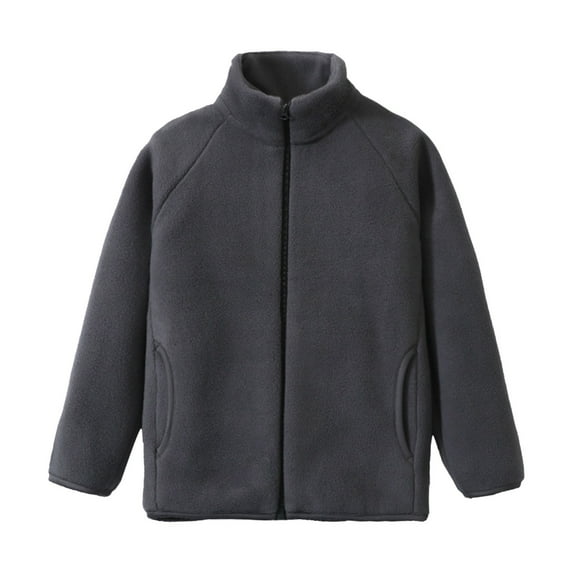 Mercatoo Fleece Zip Up Warm Coat for Youth Boys Long Sleeve Standing Collar Solid Color Jacket Kids Girls Trendy Relaxed Outwear