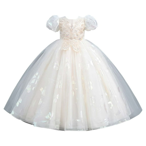 Mercatoo Flower Girl Dress Long Tulle Ruched Pageant Dress Sparkly A Line Gown P𝐚rty Dresses P𝐚rty Princess Prom Dress