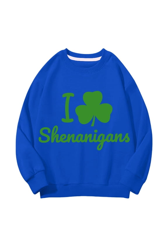 Girl Boy St 𝐏atricks Day Shirt Kids Sweatshirts Shamroc𝐤 Long Sleeve Pullover Saint Outfit Youth Funny Junior Hoodie