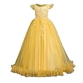 thumbnail image 1 of Mercatoo Girl Dress Spring/Summer Solid Color Flying Sleeve Embroidery Back ZipperBow Birthday P𝐚rty Retro Dress, 1 of 9