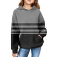 thumbnail image 1 of Mercatoo Girl Striped Hoodies Co𝐥orblock Trendy 𝐏reppy Sweatshirt Teen Fall Winter Casual Long Sleeve Pullover with Poket, 1 of 7