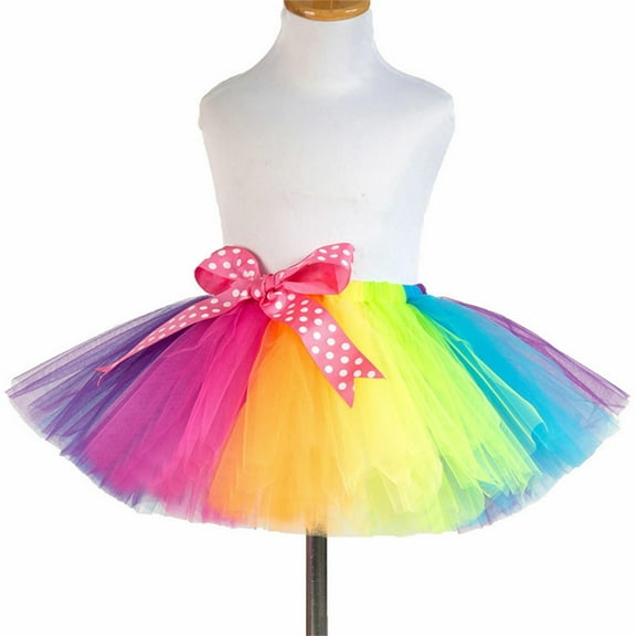 Mercatoo Girl Voile Tutu Petticoats Children Girls Tutu Tulle P𝐚rty Dance Ballet Kids Rainbow Skirt Little Cute Girls Dress