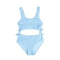 thumbnail image 1 of Mercatoo Girl's Cut Out Rib Knit Swimsuit Textured Bikini Swimsuit Bow Bikini Swimsuit Suit Toddler Girls Jumpsuit Swimsuit, 1 of 7
