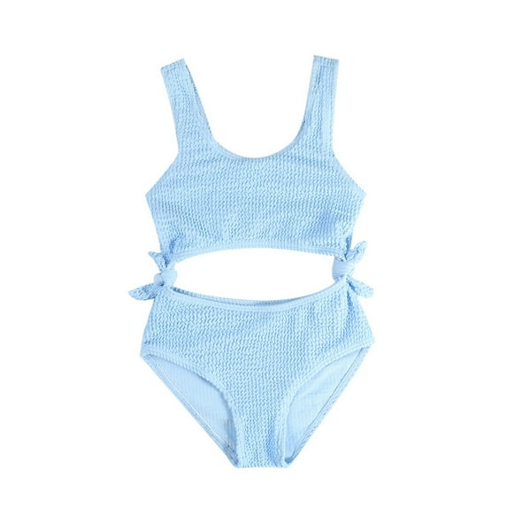 Mercatoo Girl's Cut Out Rib Knit Swimsuit Textured Bikini Swimsuit Bow Bikini Swimsuit Suit Toddler Girls Jumpsuit Swimsuit