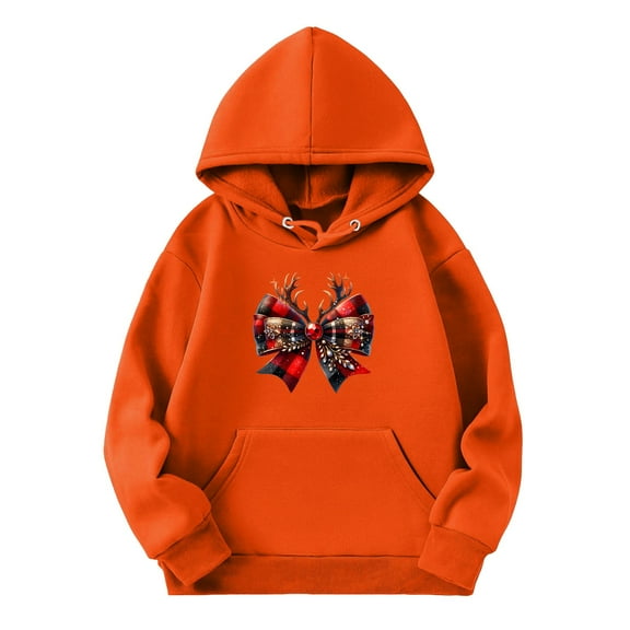 Mercatoo Girl's Fall and Winter Christmas Bow Print Sweatshirt Toddler Fashion Hoodies Boys Girls Casual Sweatshirt Hoodies