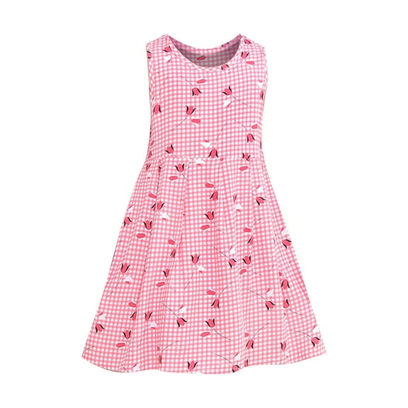 Mercatoo Girl's Summer Casual Dress Sleeveless Floral Midi A-line Sundress Girls Birthday Party Summer Prom Dresses