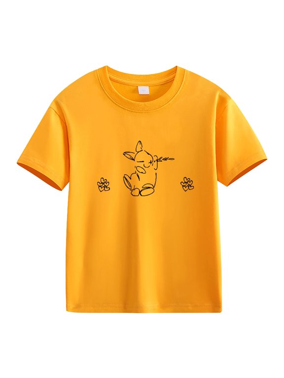 Girl's 𝐂artoon Bunny Graphic Tees Tops Short Sleeve Cute Hearts Print Crewneck T Shirt Easter Fashion Clothes