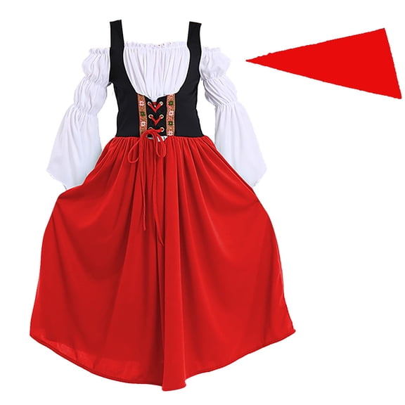 Mercatoo Girl's 𝐎ktoberfest Long Sleeve Dresses German Traditional 𝐕intage Garment Festival 𝐂arnival Outfit Dress for Kids
