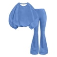 thumbnail image 1 of Mercatoo Girls 2 Piece Outfits Long Sleeve Crewneck Plain Pullover Sweatshirt Bell Bottom Pants Tween Cute Trendy Clothing Set, 1 of 6