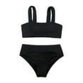 thumbnail image 1 of Mercatoo Girls 2Pcs Swimsuit High Waist Bikini Set Solid Holiday Outdoor Swimwear Toddler Girls Summer Beach Bathing Suit, 1 of 3