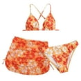 thumbnail image 1 of Mercatoo Girls' 3Pcs Set Floral Print Bikini Swimsuit with Drawstring Beach Skirt Summer Beach Ruched Bathing Outfit, 1 of 5