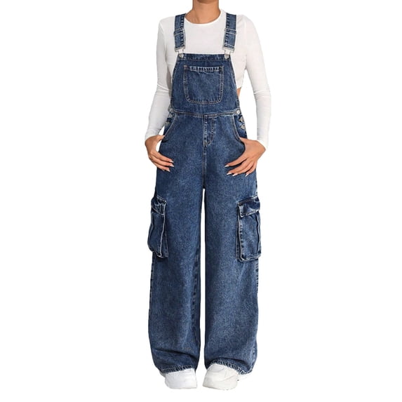 Mercatoo Girls Baggy Wide Leg Denim Overalls Kids Sleeveless Jumpsuit Bib Overall Streetwear Casual Loose Trousers with Pockets
