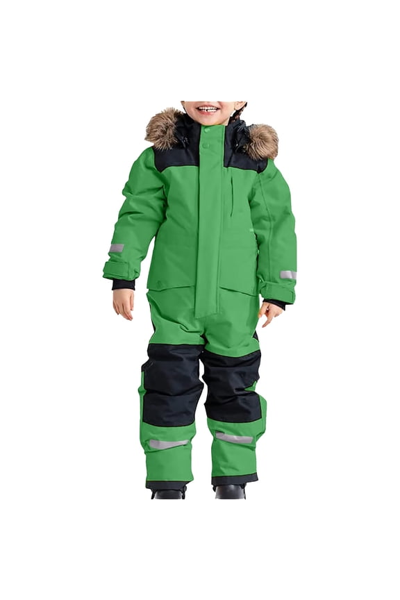 Girls Boys' 1-Piece Heavyweight Snowmobile Winter Snowsuit with Removable Hood Windproof Jumpsuit Mud Suit