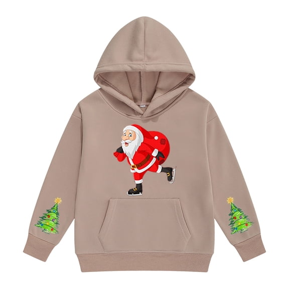 Mercatoo Girls Boys Christmas Hoodie Pullover Funny Santa Graphic Sweatshirt Long Sleeve Winter Warm Holiday Tops with Pocket