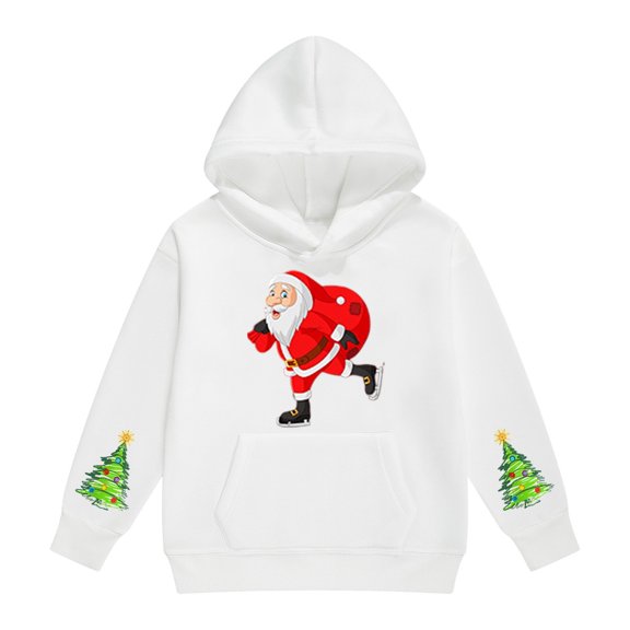 Mercatoo Girls Boys Christmas Hoodie Pullover Funny Santa Graphic Sweatshirt Long Sleeve Winter Warm Holiday Tops with Pocket