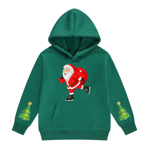 Mercatoo Girls Boys Christmas Hoodie Pullover Funny Santa Graphic Sweatshirt Long Sleeve Winter Warm Holiday Tops with Pocket
