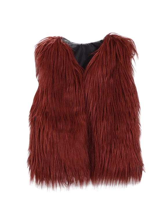 Girls Boys Faux Fur Vest Coat Toddler Winter Fleece Fuzzy Furry Jacket Coat Thick Warm Outwear Baby Waistcoat