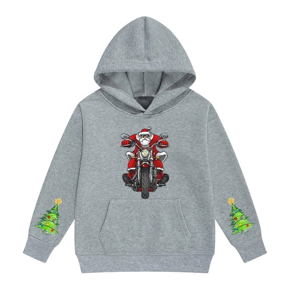 Mercatoo Girls Boys Santa Graphic Hoodie Long Sleeve Pullover Winter Warm Christmas Holiday Sweatshirt Tops Sweater with Pocket