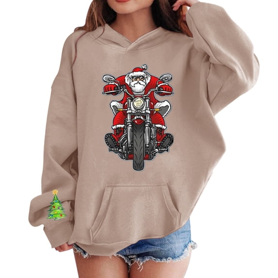 Mercatoo Girls Boys Santa Graphic Hoodie Long Sleeve Pullover Winter Warm Christmas Holiday Sweatshirt Tops Sweater with Pocket