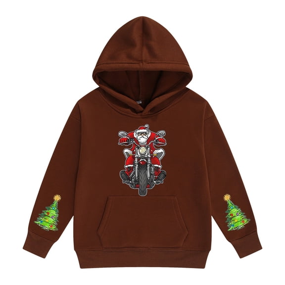 Mercatoo Girls Boys Santa Graphic Hoodie Long Sleeve Pullover Winter Warm Christmas Holiday Sweatshirt Tops Sweater with Pocket