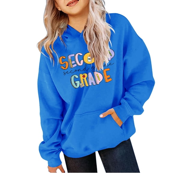 Mercatoo Girls Boys School Season Graphic Cute Fashion Oversized Aesthetic Sweatshirts Kids Summer Hooded Top 𝗕ack to School Shirt
