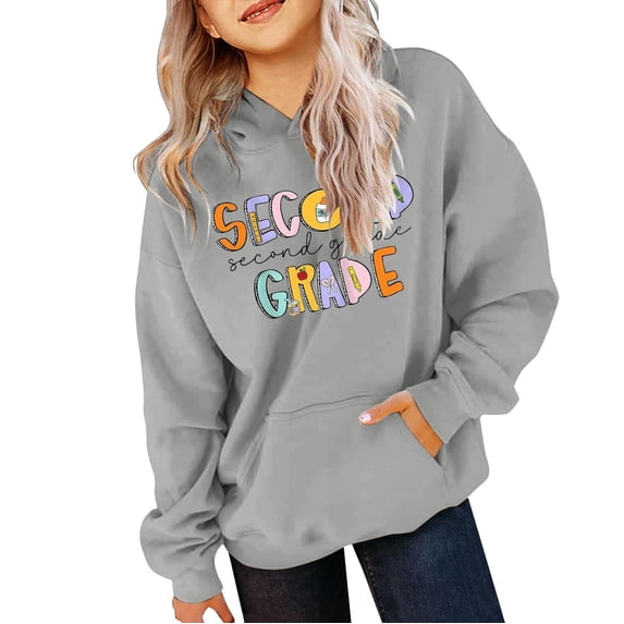 Mercatoo Girls Boys School Season Graphic Cute Fashion Oversized Aesthetic Sweatshirts Kids Summer Hooded Top 𝗕ack to School Shirt