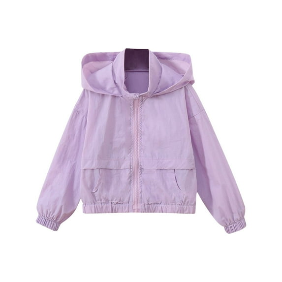 Mercatoo Girls Boys Windbreaker Ho𝐨dies Jacket Teens Kids Zipper Lightweight Outdoor Hiking Outerwear Stylish Fall Coat