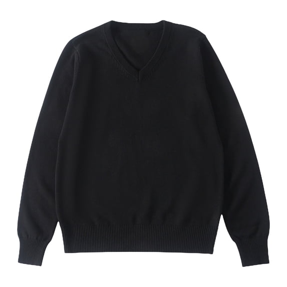 Mercatoo Girls Boys 𝐔niform Basic Sweater Youth Kids Long Sleeve V-Neck Classic Soild Knit Pullover Teen Casual Loose Fit Shirt